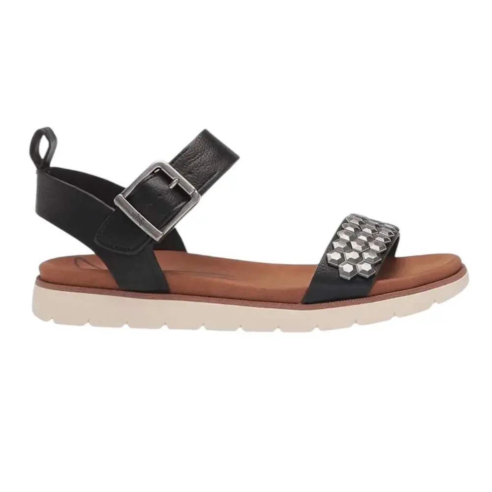 Zodiac Women's Nola Ankle Strap Studded Flat Sandals Black Size 10